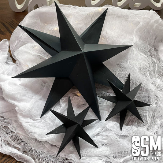 Black 8-point 3D Paper Stars
